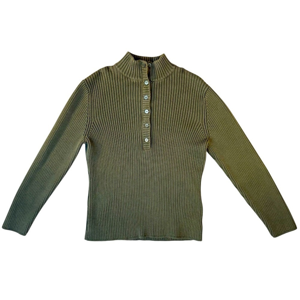 Woolrich Olive Green Zip Button Stretch Shirt Women's Size Medium